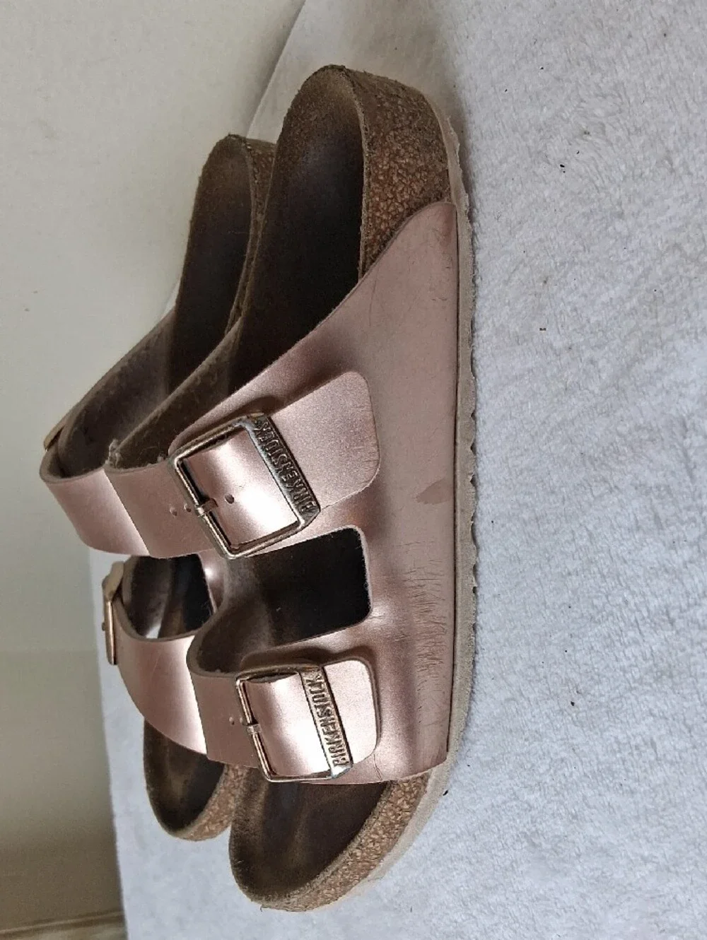 Birkenstock Kids Metallic Rose Gold Double-Strap Sandals